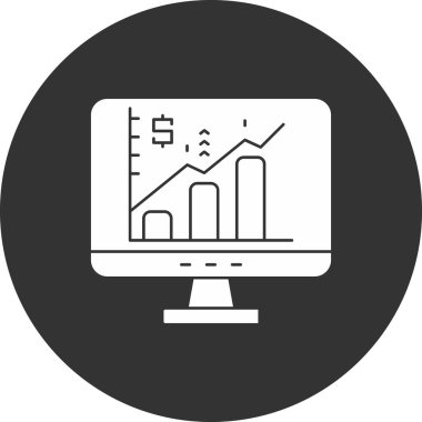 Grafik simgesi olan monitör, beyaz arkaplanda izole edilmiş basit vektör işareti