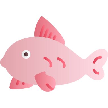 Balık ikonu. Beyaz arkaplanda izole edilmiş bir çizgi film biçiminin vektör çizimi.