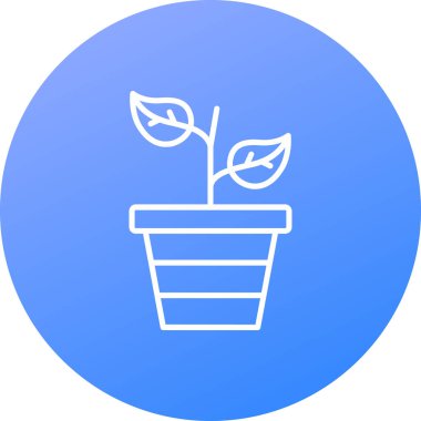 güzel çiçek saksısı vektör çizgisi simgesi