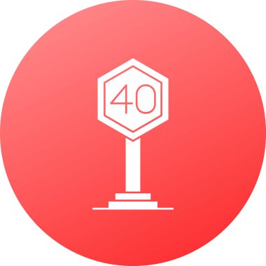 Uzun gölgeli beyaz ödül ikonu. Kırmızı altıgen düğmeli ödül sembolü. Kırmızı daire düğmesi. vektör illüstrasyonu