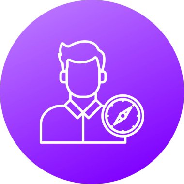 Pusula simgesi olan adam. Vektörün çizimi