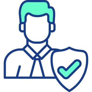 Kalkanı olan bir adamın vektör simgesi