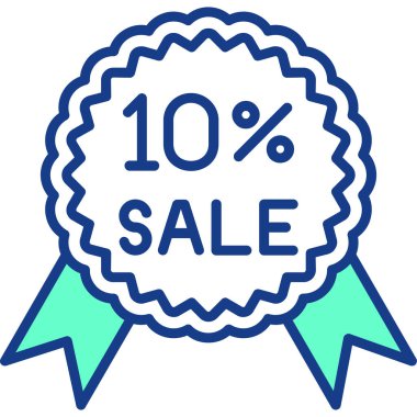 Yüzde 10 indirim etiketi, düz tasarım, vektör simgesi