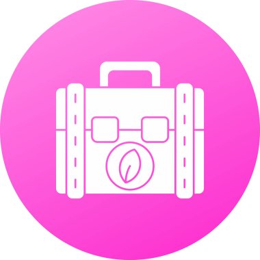 Beyaz bir bavulun pembe ve beyaz ikonunun vektör çizimi