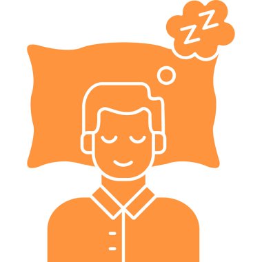 Yastık vektör ikonuyla uyuyan adam. biçim düz grafik sembolüdür.