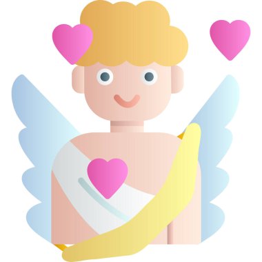 Kanat vektör simgesi olan bir aşk tanrısı. düz renk illüstrasyonu.