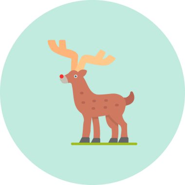 Noel geyiği simgesi düz stil. Noel, yeni yıl ve xmas konsepti