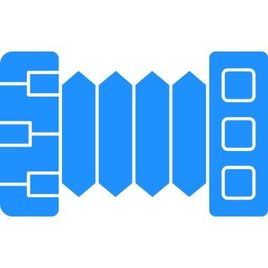 bir satırdaki bir binanın mavi simgesi.