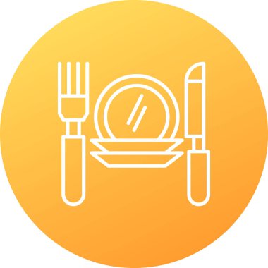 Akşam yemeği simgesi, vektör illüstrasyonu