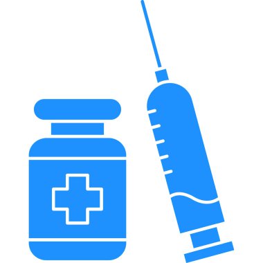 Aşı enjeksiyon ikonu katı biçimde