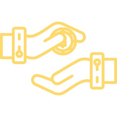 Sosyal medya ikonu olan el ve akıllı telefon. satır biçimi