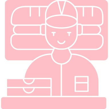 Pembe şapkalı ve havlusu olan bir kadının vektör çizimi