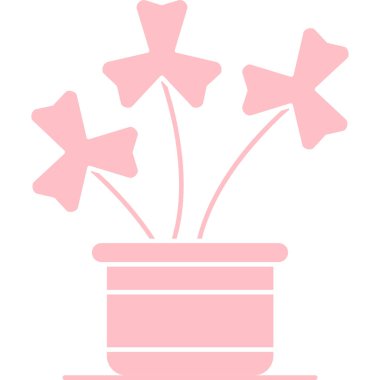 Saksı vektör çiziminde sevimli pembe çiçekler