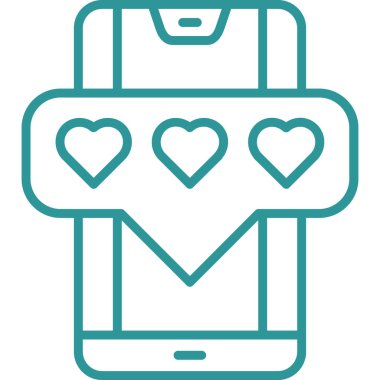 Cep telefonu simgesi olan kalp, vektör illüstrasyonu