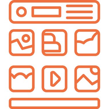 ortam ve teknoloji hattı ve doldurma simgesi seti, vektör illüstrasyonu