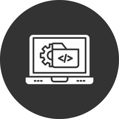 Kodlama geliştirme simgesi. Beyaz üzerinde izole edilmiş web tasarımı için kodlama vektör simgesinin basit çizimi