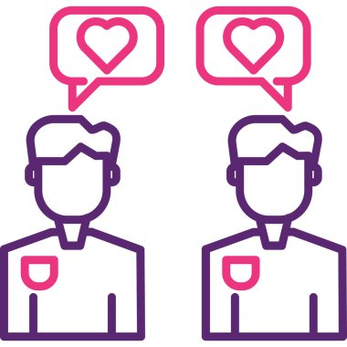 sohbet kalp ikonu vektör illüstrasyonu