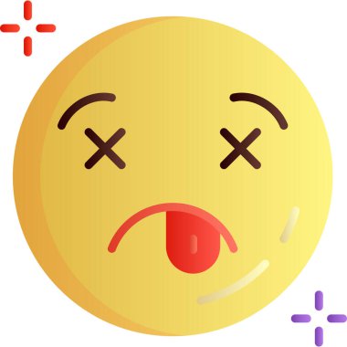 Kırmızı gözlü emoji suratı. İfadeler. Beyaz üzerine izole edilmiş vektör illüstrasyonu.