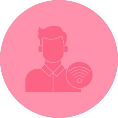 Wi-Fi simgesi olan bir adamın vektör illüstrasyonu