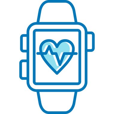 Kalp atış simgesi olan akıllı saat, basit vektör illüstrasyonu