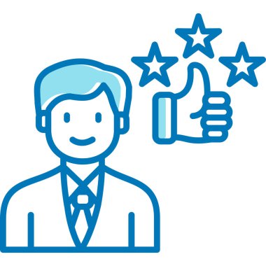 Baş parmak vektör çizgisi simgesine sahip iş adamı