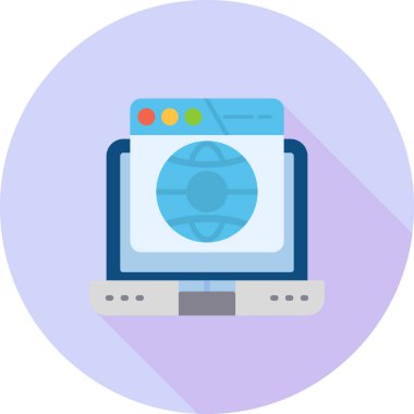 Dizüstü bilgisayar için düz web simgesi. vektör illüstrasyonu