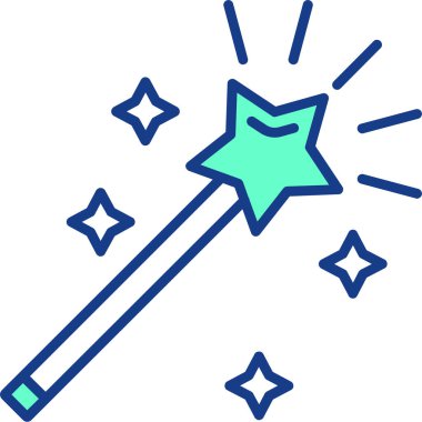 Sihirli değnek simgesi, beyaz arkaplanda basit vektör illüstrasyonu