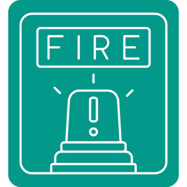 Yangın söndürücü simgesi beyaz arka plan üzerinde izole anahat tarzı