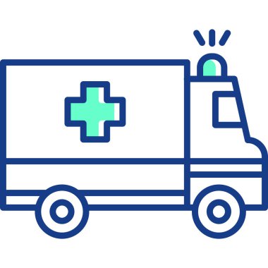 Ambulans acil durum arabası simgesi - taslak biçimi