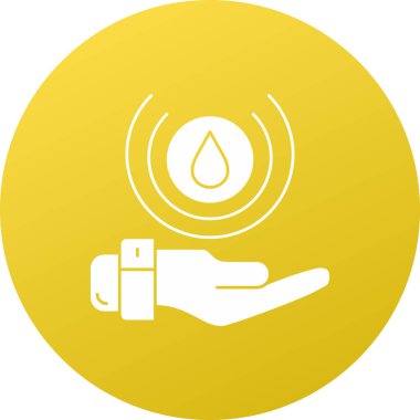 Beyaz damla simgesi uzun gölge arkaplanı ile izole edildi. Çember düğmesi. vektör illüstrasyonu