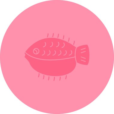 Bir balığın pembe ve beyaz ikonunun vektör çizimi