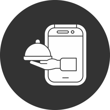 yemek siparişi simgesi ana hat biçiminde