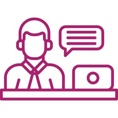 Müşteri hizmeti simgesi, ince çizgi izole edilmiş, vektör illüstrasyonu, web tasarımı, özet kavramı