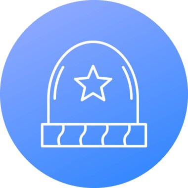 Beyaz zemin üzerinde yıldız simgesi olan çizgi mezar taşı. Mezar ikonu. Taş mezar ikonu. Renkli taslak konsepti. vektör