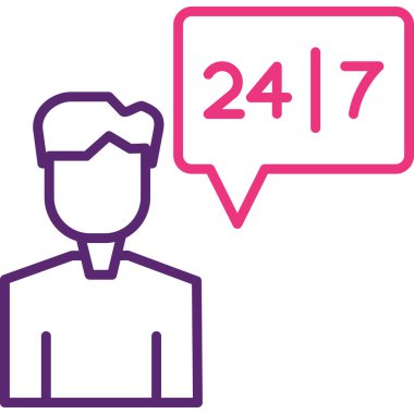 Müşteri 47 saat ikonu. Beyaz arkaplanda izole edilmiş web tasarımı için 47 müşteri hizmetleri simgesi