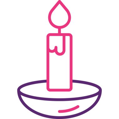 Mum ikonlu mum. Mum vektör simgeleriyle ana hatlı mum. Web tasarımı beyazda izole edildi