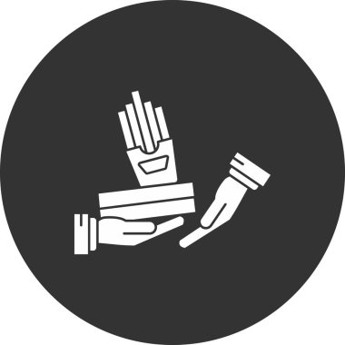 Bir daire vektör simgesi dizaynını tutan el