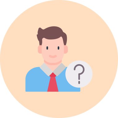 Soru işareti olan bir iş adamı. Düz tasarımda vektör illüstrasyonu