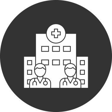 Hastane binası simgesi, vektör illüstrasyonu