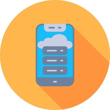 düz biçimli mobil bulut hesaplama simgesi