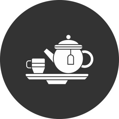 Çay fincanı ikonu. siyah ve beyaz resimleme
