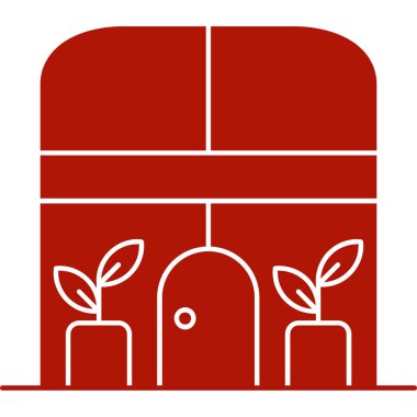 saksı simgesinde bitki bulunan ev, vektör illüstrasyonu