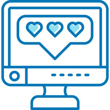 Kalp ikonlu bilgisayar monitörü. Basit resimleme