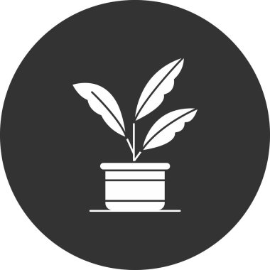 çömlek simgesinde bitki, basit vektör illüstrasyonu