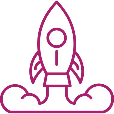 Roket. Web simgesi basit illüstrasyon