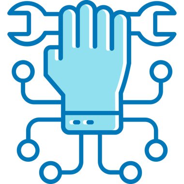 Eldiven simgesi ile el, vektör illüstrasyonu