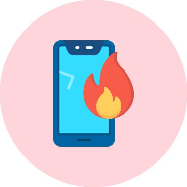 Yanan ateşli cep telefonu.