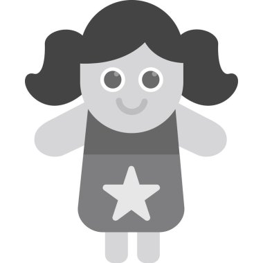 kız çizgi film ikonu, vektör illüstrasyon tasarımı