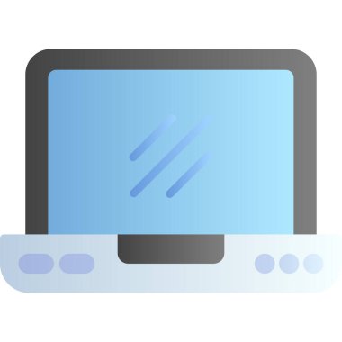 Ekranda mavi çizgileri olan dizüstü bilgisayar. Beyaz arkaplanda izole vektör illüstrasyonu