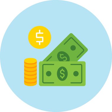 Para ikonu. Web için nakit vektör simgelerinin düz çizimi